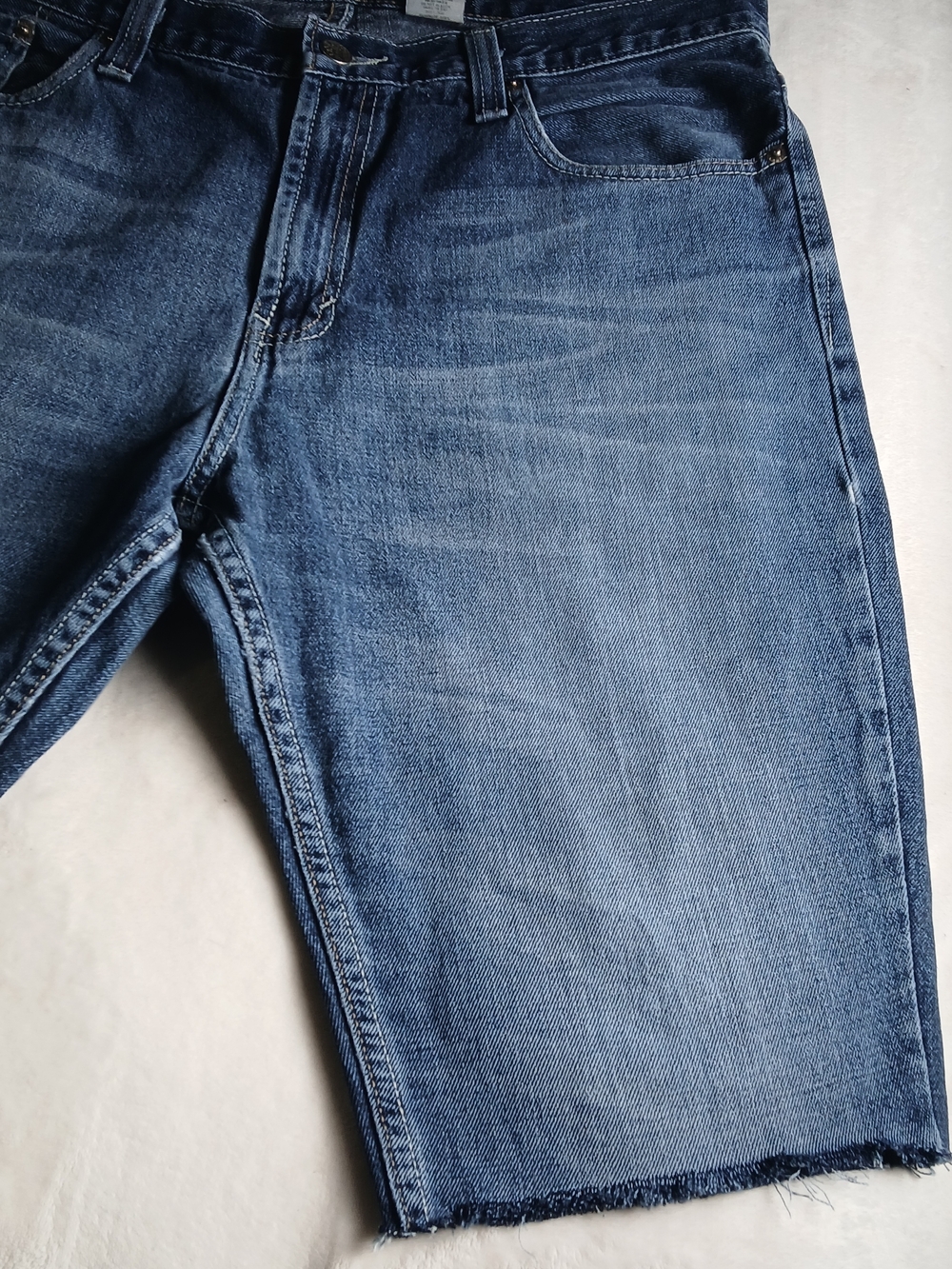 Vintage Casual Men's Blue Denim Jean Shorts Size 34 Cut Off
